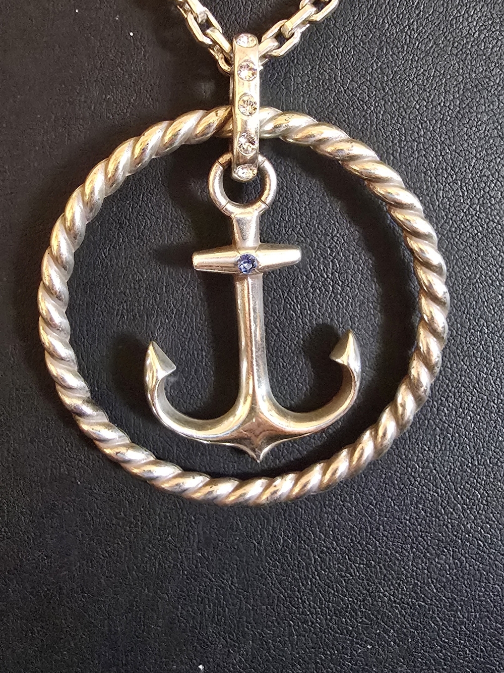 Brighton Silver Anchor in Twisted Rope Circle Necklace - Picture 2 of 4
